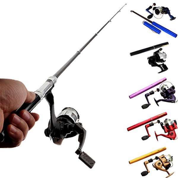 Mini Telescopic Portable Pocket Pen Fishing Rod Reel+Nylon Line set