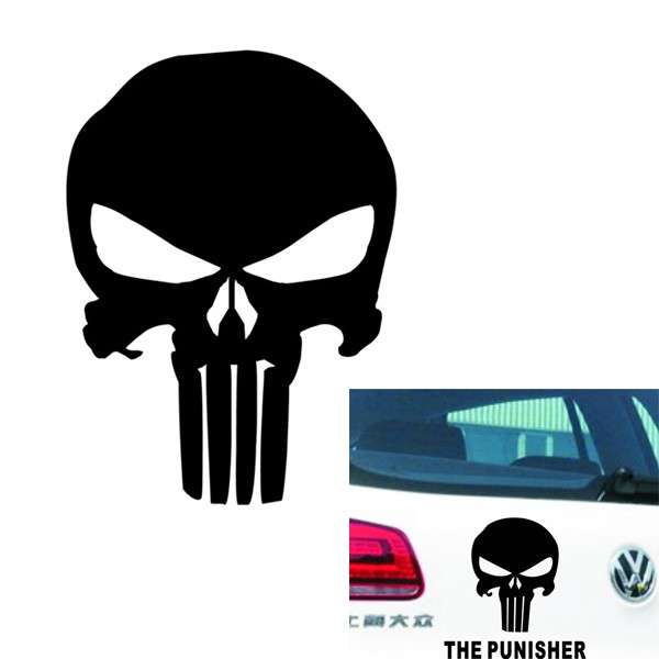 Skeleton Skull Car Sticker THE PUNISHER Tank Cup Reflective Decal 14*14cm