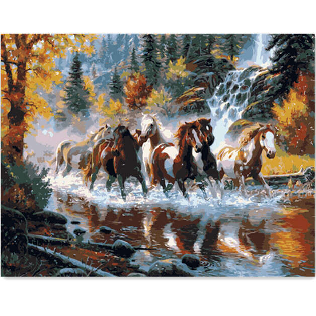 Running Horse DIY Oil Painting By Numbers Digital Oil Painting Kits Frameless C