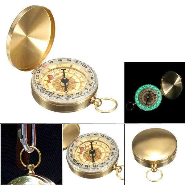 Pocket Watch Compass Classic Keychain Camping Hiking Navigation Outdoor Night L