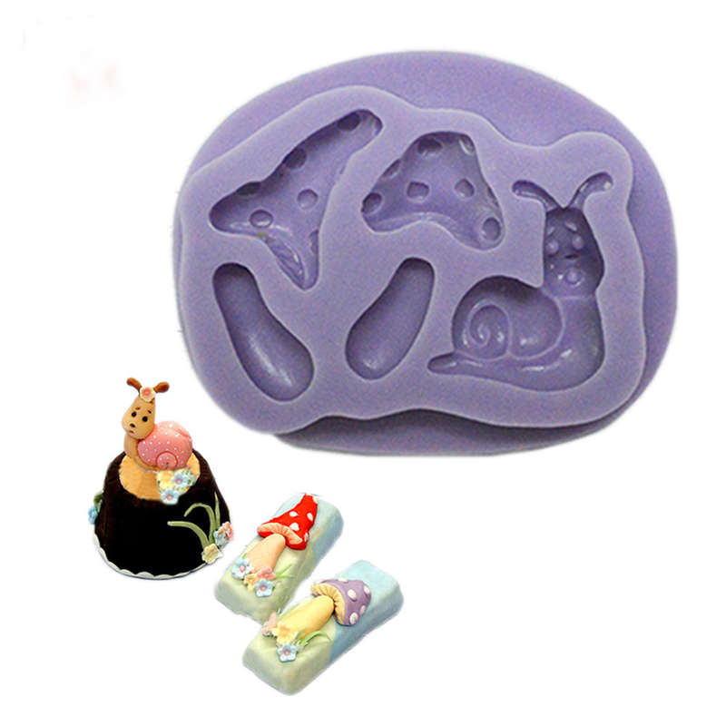 3D Fondant Mould Mushrooms Snail Decoration Silicone Mold Silincone Fondant Mol