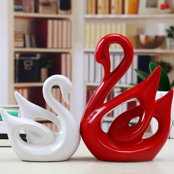 China Ceramics Lovers Swan Ceramic Crafts Ornaments Home Decor