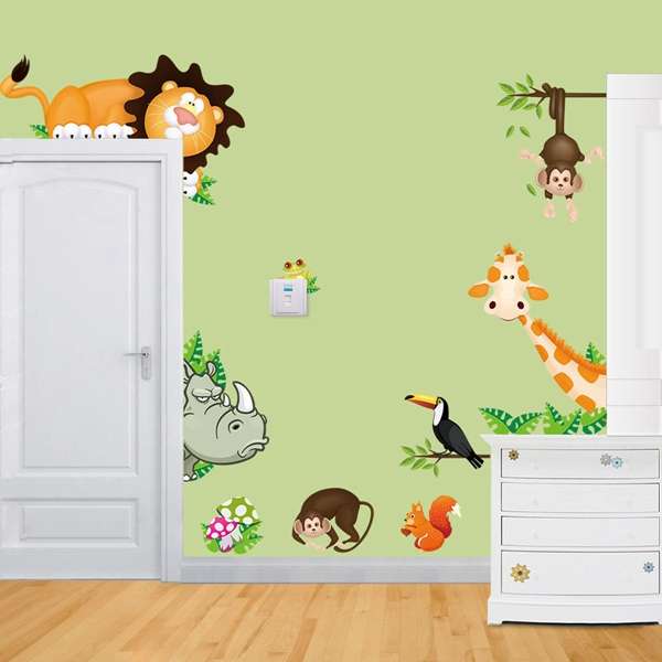 Jungle Wild Animals Wall Sticker Wallpaper For Kids Baby Nursery Room Decor