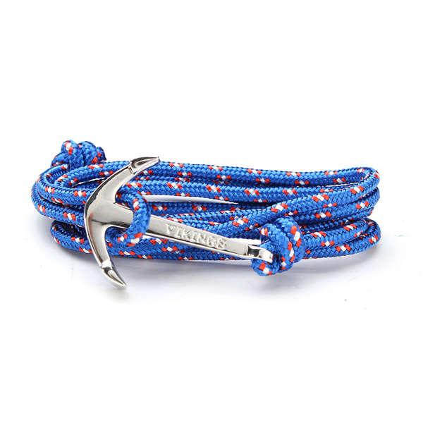 Multilayer Umbrella Rope Alloy Silver Anchor Bracelet Adjustable