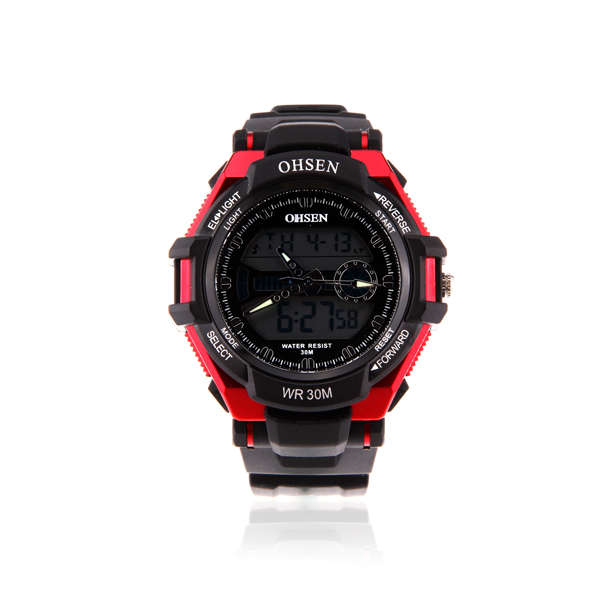 OHSEN  AD1302 Men Waterproof Sport Calendar Rubber Wrist Watch