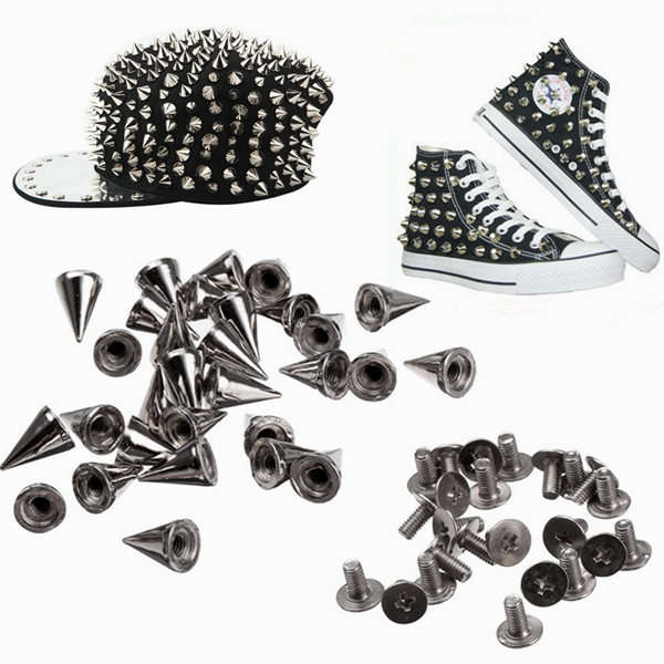 100Pcs 10mm Metal Cone Bullet Spike Screw Rivet Studs DIY Accessories