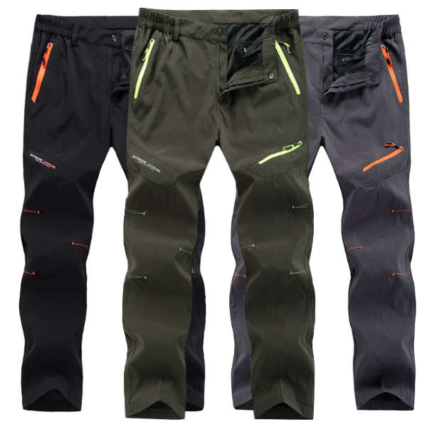 Waterproof Hiking Straight Leg Sport Pants Mens Outdoor Quick Drying Zipper Poc