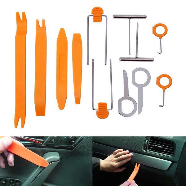 Auto Pry Tools 12 Pcs Kit Door Trim Panel Dash Stereo Radio Interior Light Remo