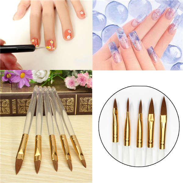 5Pcs Transparent Nail Art Decoration Design DIY Painting Drawing Pen Brush Tool