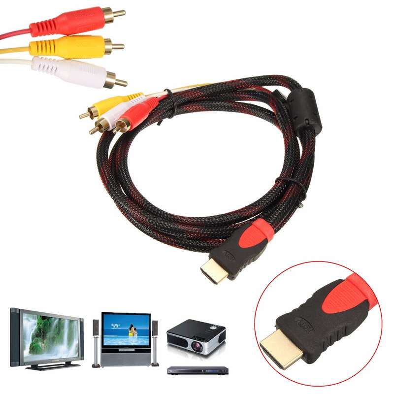 1.5M 5Ft HDMI Male to 3 RCA Video Audio AV Cable Cord Adapter for TV DVD 1080P