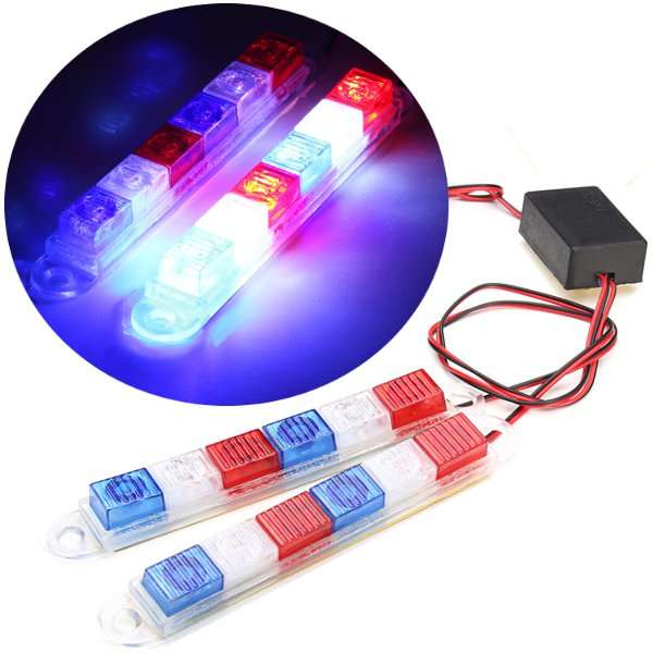 Motorcycle Electric Cars Warning Red&Blue&White LED Flashing Light