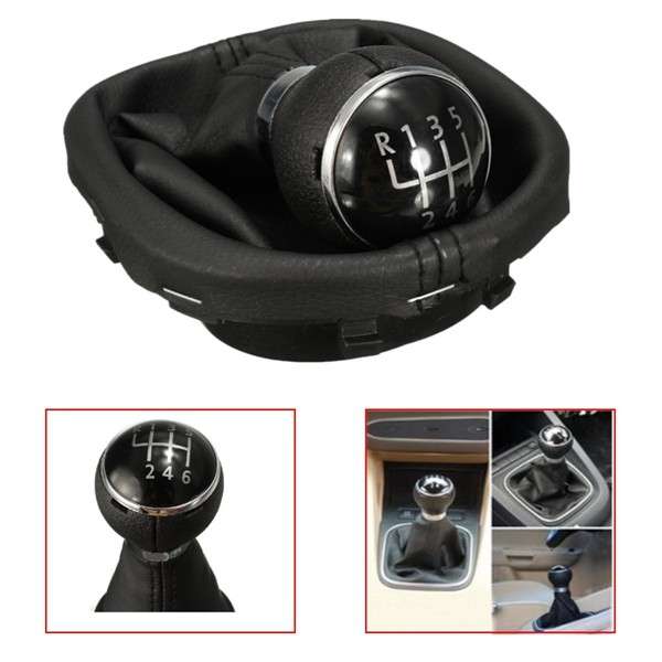 6 Speed Gear Shift Knob Gearstick Gaiter Boot For VW Touran Caddy MK2 Leather