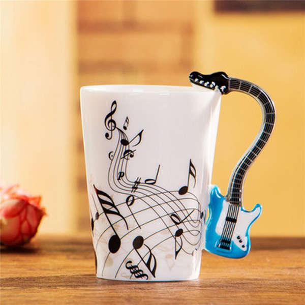 300ml Porcelain Tea Cup Creative Guitar Music Mug Ceramic Coffee Cup