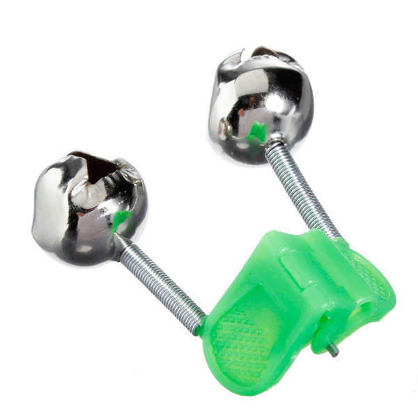 Green Outdoor Twin Bells Ring Fishing Rod Clamp Bite Lure Alarm