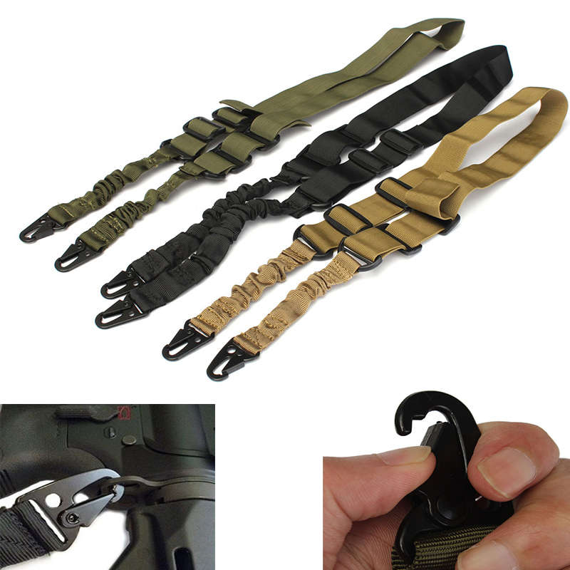 Two Point Tactical Military Sling Nylon Adjustable Hunting Waist Belt Strap Wit