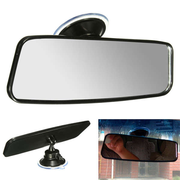 Universal Car Van Truck Wide Flat Interior Rear View Mirror Adjustable Suction