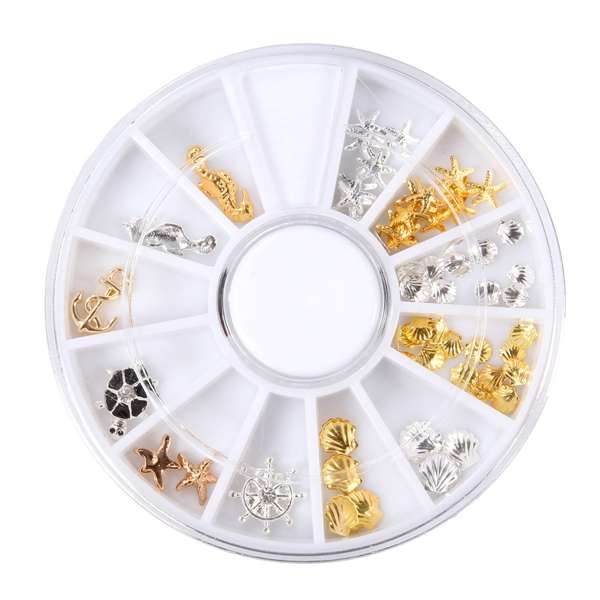 3D Metal Seahorse Starfish Ship Anchor Rudder Turtle Shell Nail Art Decoration