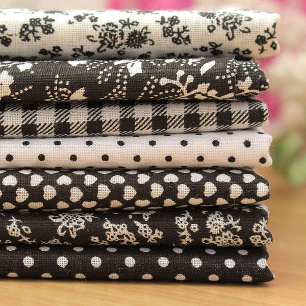 7pcs 50x50cm Cotton Black Series Sewing Cloth Dolls Purse Handwork DIY Patchwor