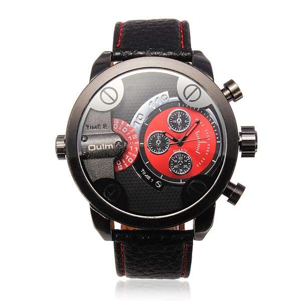 OULM Men Quartz Military Leather Fashion Unique Watch