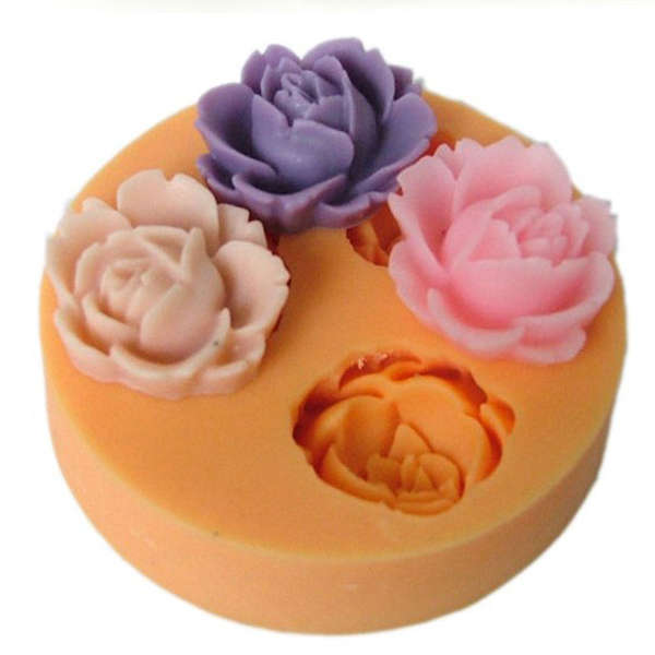 F01014 Silicone Resin Rose Flower Cake Mould Candy Jelly Soap Mould