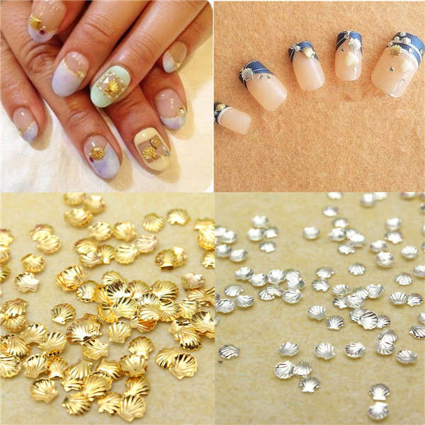 100 Pcs DIY Nail Art Manicure Alloy Shell Decoration Studs Beads