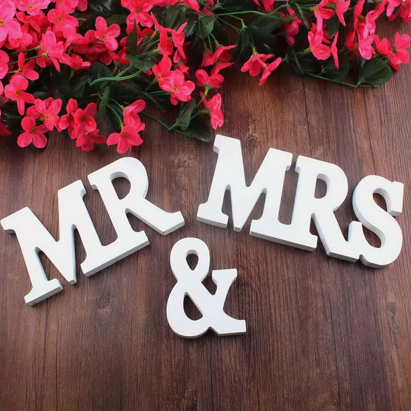Mr & Mrs Wooden Letters Sign Top Table Decoration Wedding Favor Gift Accessories