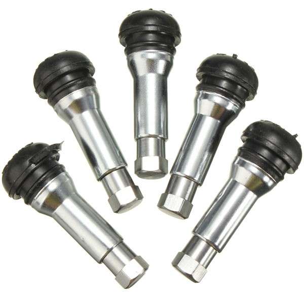 5pcs Car Chrome Alloy Copper Tubeless Rubber Wheel Tyre Valve Stem Dust Cap Cov
