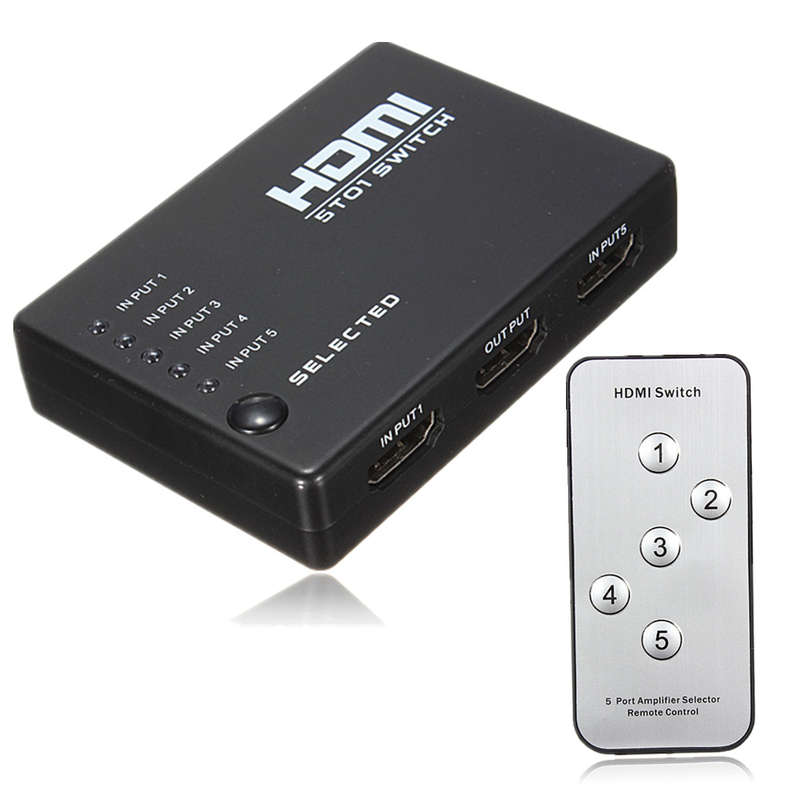 Mini HDMI Splitter Switch Switcher Box Selector Remote Control