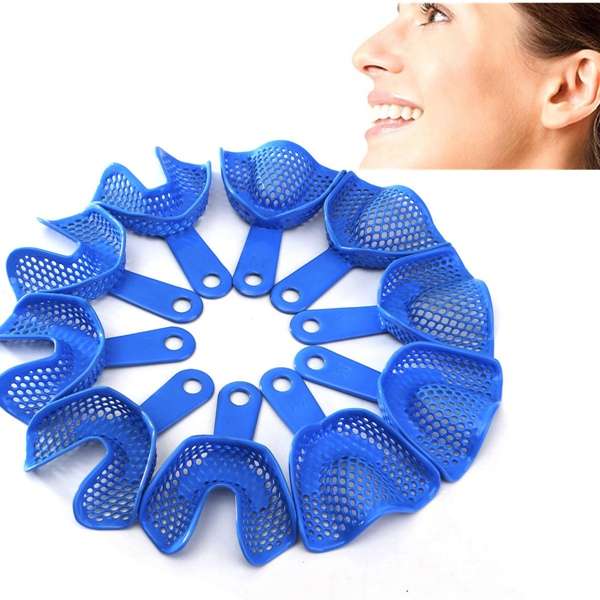 10pcs Plastic-Steel Dental Impression Trays Denture Model Materials
