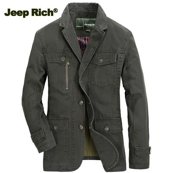 Jeep Rich Men Cotton Blazer Solid Color Leisure Business Jacket Coat