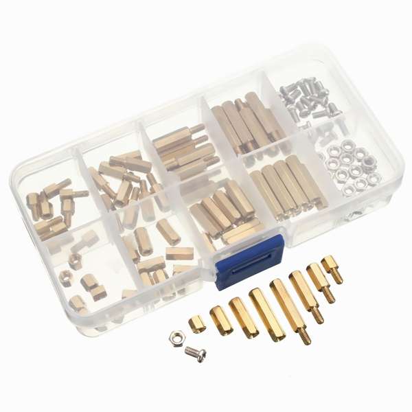 120pcs PCB M3 Hex Male Female Threaded Brass Spacer Standoffs Screw Nut Assortm