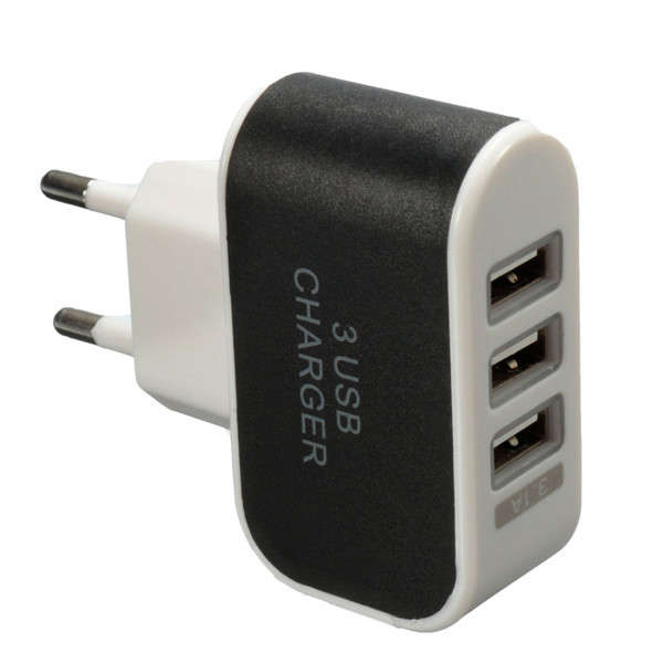 Universal 3.1A EU Plug LED Indicator Light 3 USB Port Wall Charger Adapter for