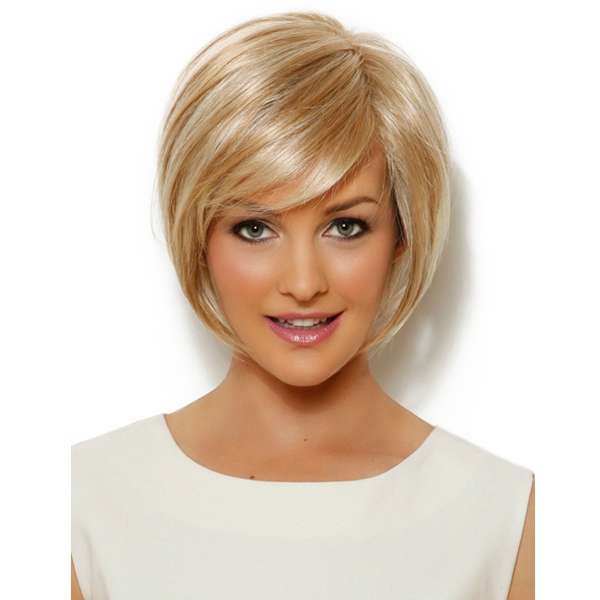 Blonde Short Straight Side Bang Virgin Remy Mono Top Capless Real Human Hair Wig