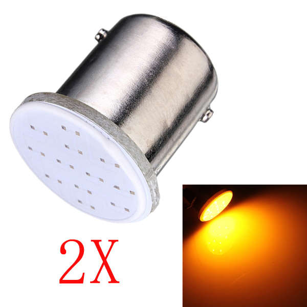 2 x Yellow 1156 Ba15s 12 chips COB LED Car Turn Signal Rear Lights