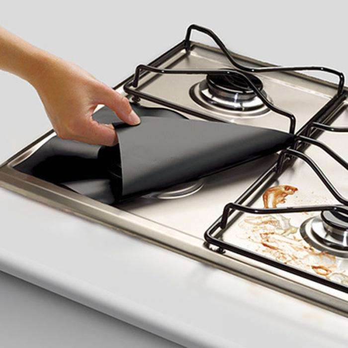 4PCS Kitchen Reusable Aluminum Foil Gas Stove Burner Cover Protector Liner Clea