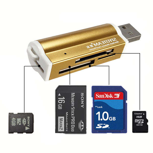 USB All in 1 Multi Memory Card Reader for Micro SD MMC SDHC TF M2