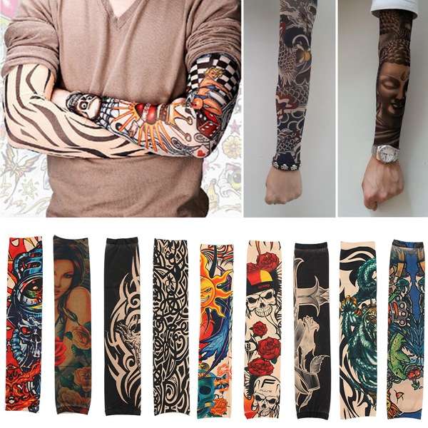 Unisex Stretchy Nylon Arm Skull Tribal Tattoo Sleeve Stocking