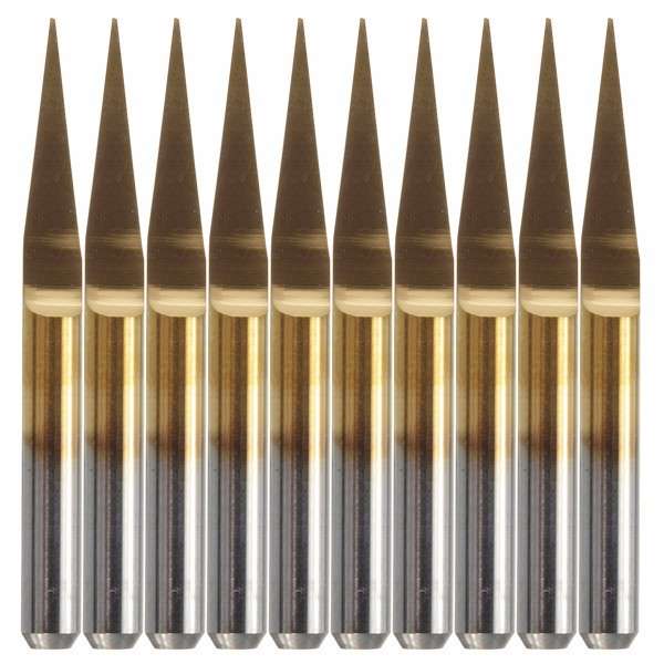 10pcs 0.1mm 10 Degree Flat Bottom PCB Engraving Bits Titanium Coated Carbide CN