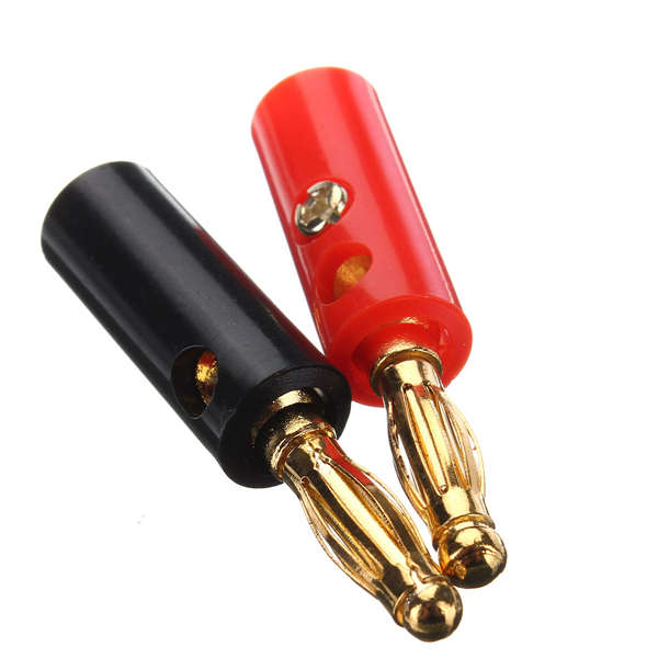 1 Pair Speaker Cable Amp 4MM Gold Plated Audio Screw Banana Plug Connector