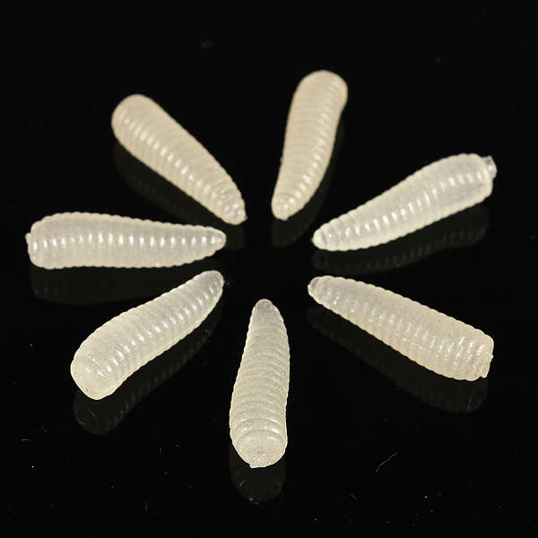 20Pcs Maggot Grub Fishing Soft Lure Glowing Bait Worm with smell
