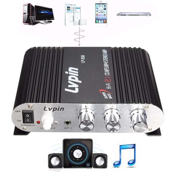 Car Home Mini Hi-Fi Stereo Amplifier Booster Radio MP3 Super Bass 200W 2.1ch 12V