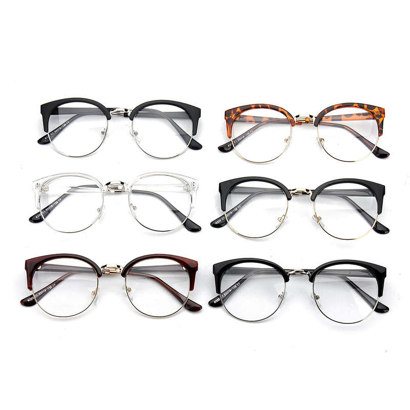 Women Vintage Nerd Glasses Clear Lens Eyewear Men Retro Round Metal Frame Glass