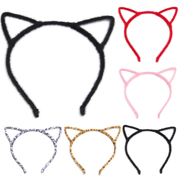 Hair Hoop Women Girls Cute Plush Cat Ears Headband Headdress Leopard Hair Acces