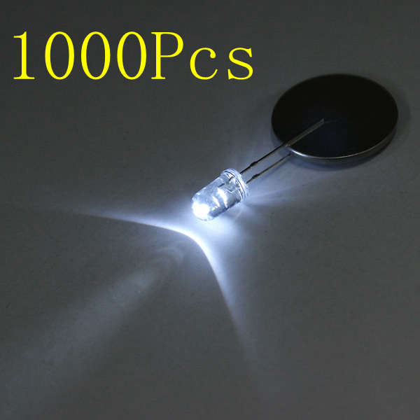 100Pcs 20Ma F5 5MM Transparent Ultra Bright White LED Diode