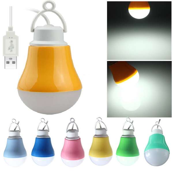 5W Portable Hook LED Bulb USB Light Reading Lamp For Camping Laptop PC Power Ba