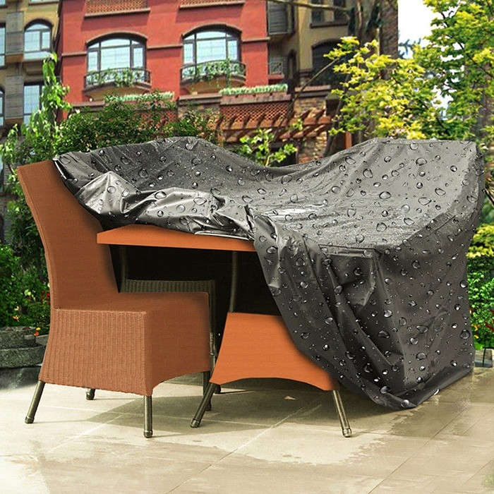 2 Size Black Polyester PVC Waterproof Sofa Couch Table Cover Outdoor Garden  Ho