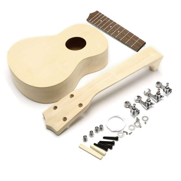 DIY Unfinished 21 Inch Ukulele With Ukulele Body Neck String Tunning Pegs