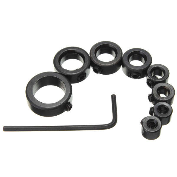 8pcs 1/8-5/8 Inch Depth Stop Collars Woodworking Split Ring Set with Hex Shank