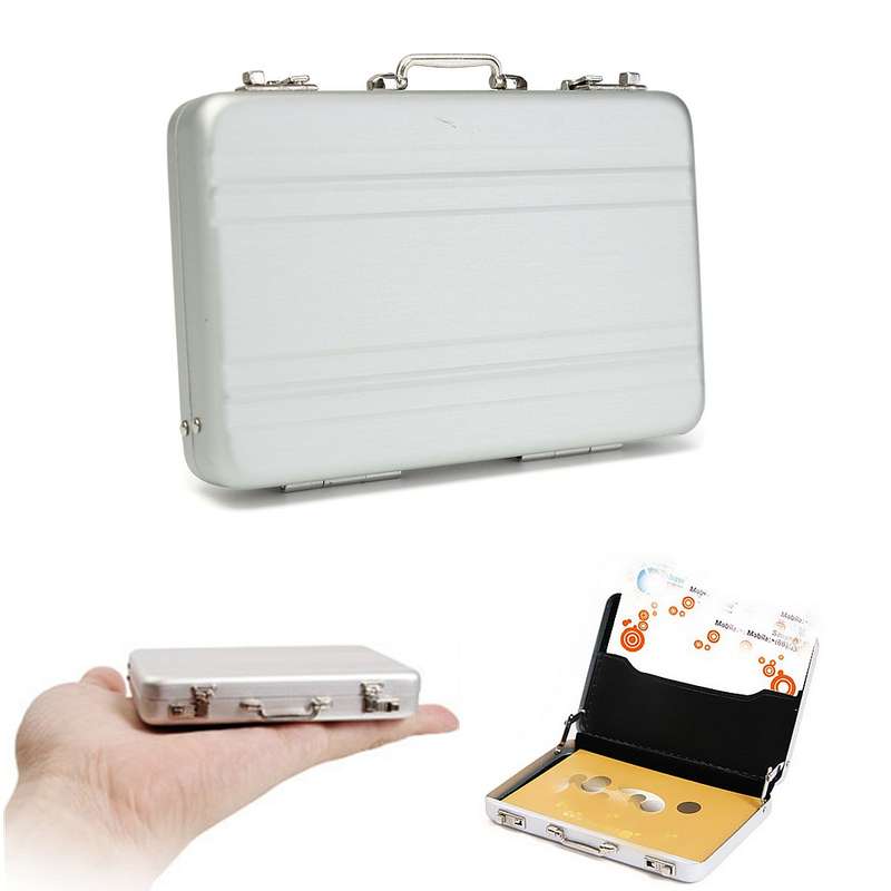 Aluminum Metal Password Suitcase Shape ID Credit Business Card Holder