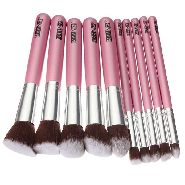 10 pcs Wooden Handle Makeup Kit Cosmetic Brushes Set